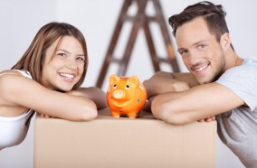 Couple with piggy bank